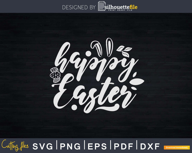 Happy Easter Cute Letter Printed Rabbit Svg Dxf Cut Files