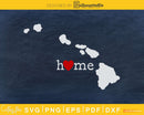 Hawaii HI Home Heart Native Map svg png dxf cricut cut