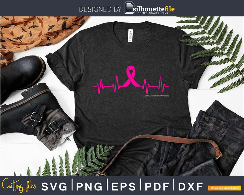 Heartbeat - Breast Cancer Awareness svg png digital cut