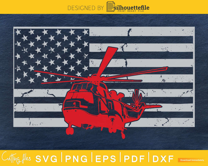 Helicopter Pilot 4th of July Patriotic Distressed USA flag
