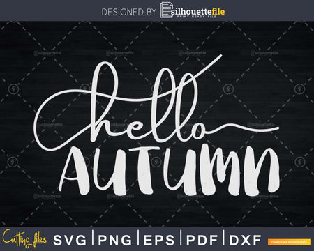 Hello Autumn Fall Quote Svg digital cut files