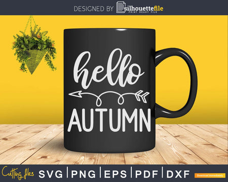 Hello Autumn Svg Fall Thanksgiving Digital Cutting File