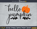 Hello pumpkin Halloween silhouette svg craft cut files