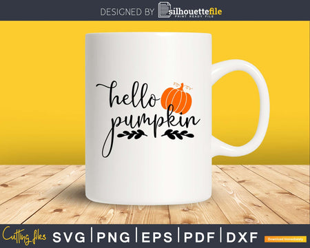Hello pumpkin Halloween silhouette svg craft cut files