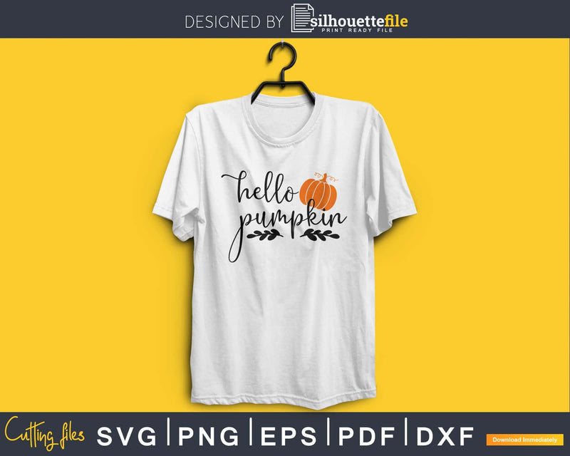 Hello pumpkin Halloween silhouette svg craft cut files