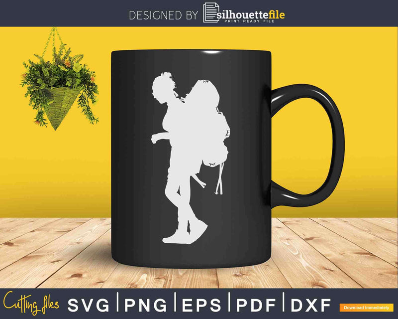 Hiking Girl Woman Silhouette Svg Cut Files