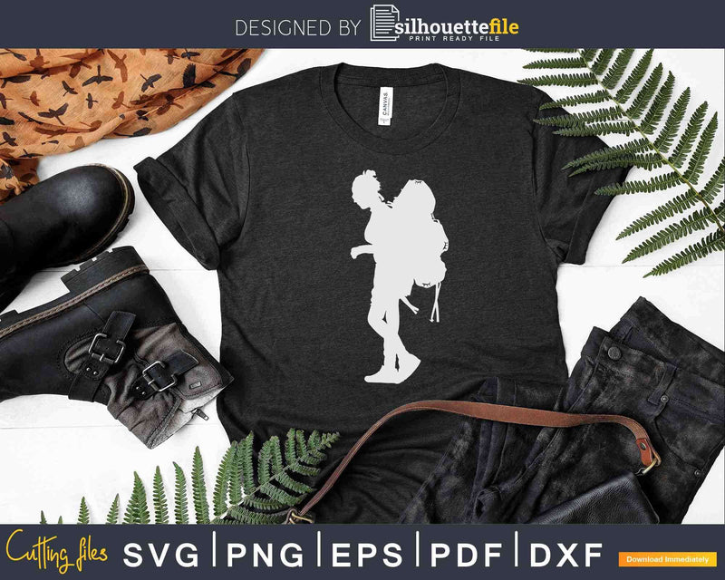 Hiking Girl Woman Silhouette Svg Cut Files