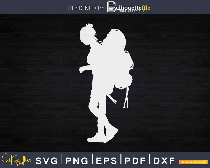 Hiking Girl Woman Silhouette Svg Cut Files