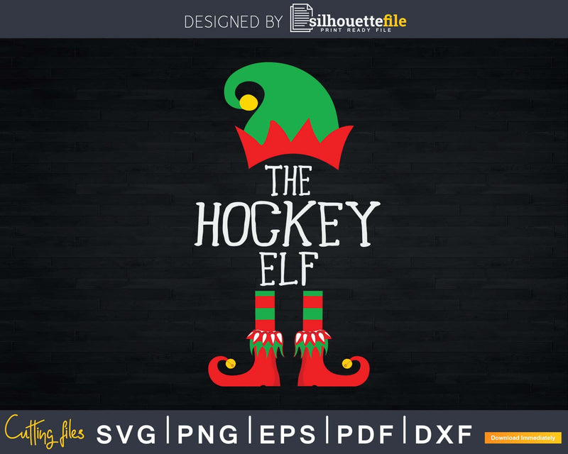 Hockey Elf Matching Family Group Christmas Party Pajama Svg