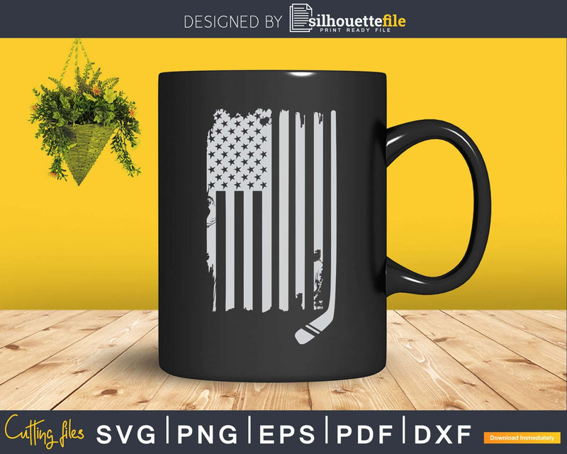 Hockey Stick and Pucks American Flag Svg Png Dxf Silhouette