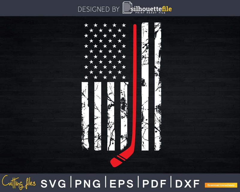 Hockey Thin Red Line American USA Flag Svg Png Dxf Cut Files