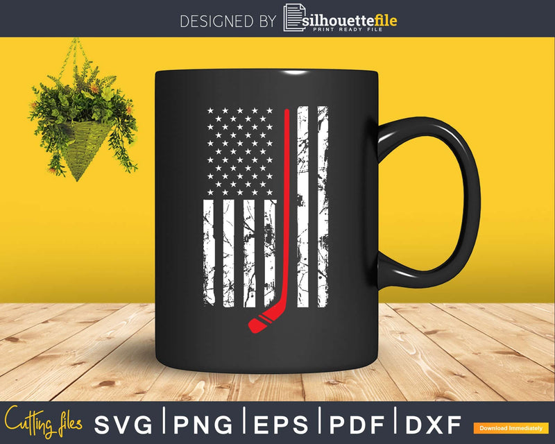 Hockey Thin Red Line American USA Flag Svg Png Dxf Cut Files