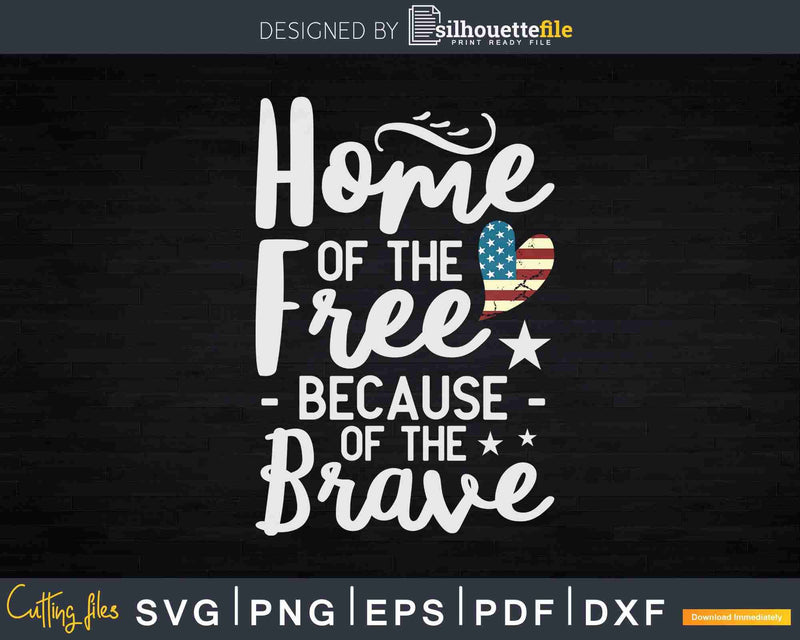 Home Of The Free Veterans 4th of July Svg T-shirt Design