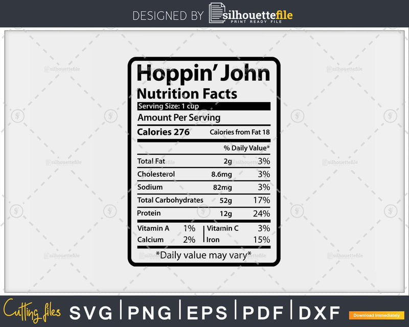 Hoppin’ John Nutrition Facts Funny Thanksgiving Christmas