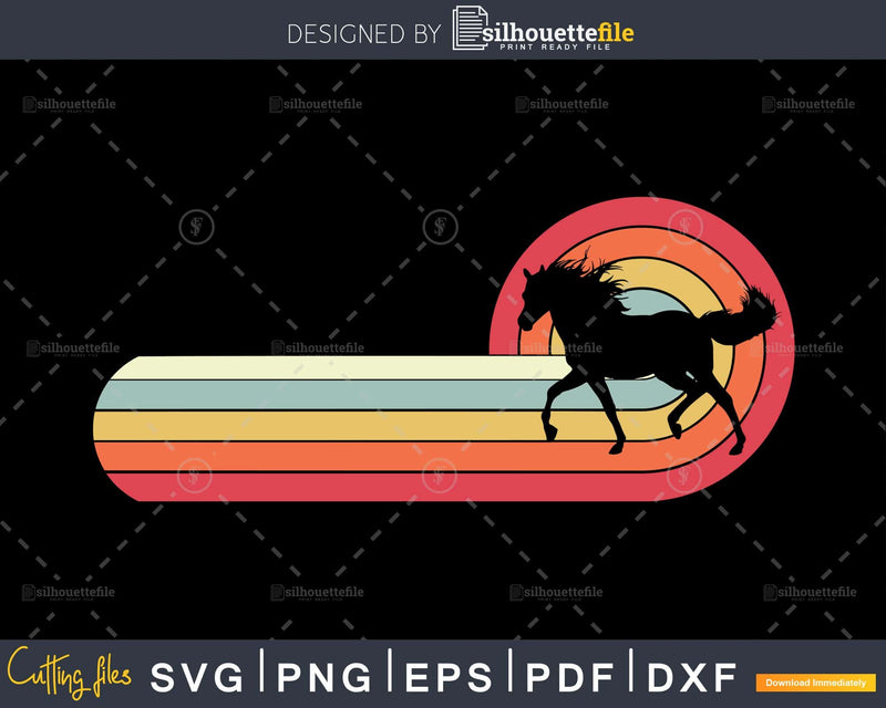 Horse Retro Style craft cut svg png digital cutting file