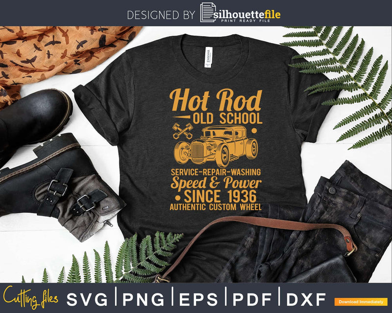 Hot Rod Vintage Old School Race Car Svg T-shirt Design Cut