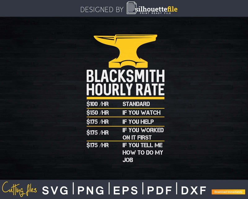 Hourly Rate Funny Forging Forge Blacksmith Anvil Svg Png