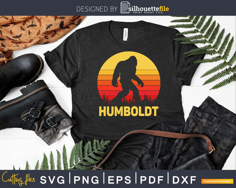 Humboldt Bigfoot! Vintage Sasquatch & Sun Silhouette svg
