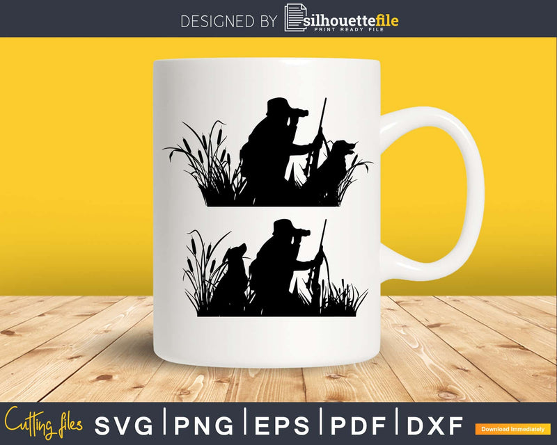 Hunting dog with hunter SVG | PNG silhouette digital file