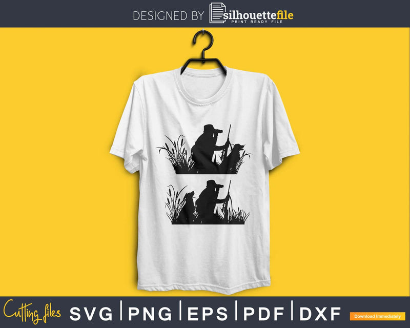 Hunting dog with hunter SVG | PNG silhouette digital file