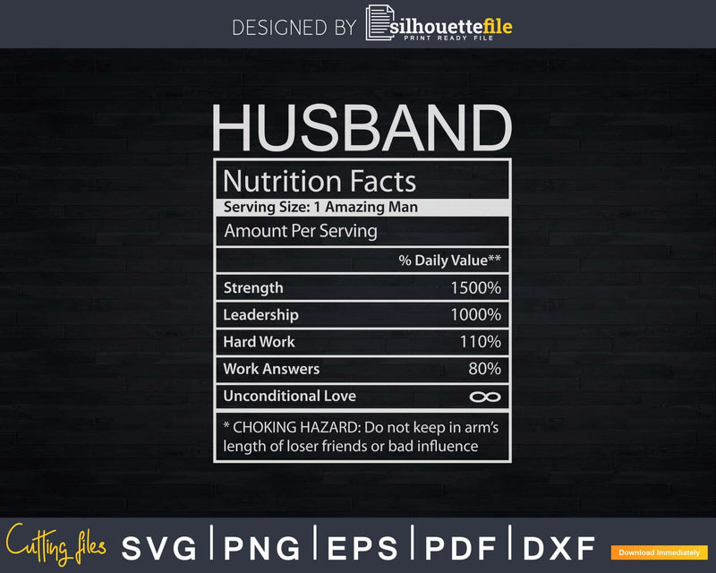 Husband Nutrition Facts Svg Png Dxf Cricut Files