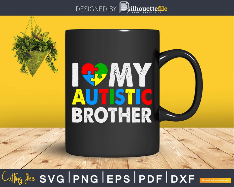 I Love My Autistic Brother Autism Awareness Heart Puzzle