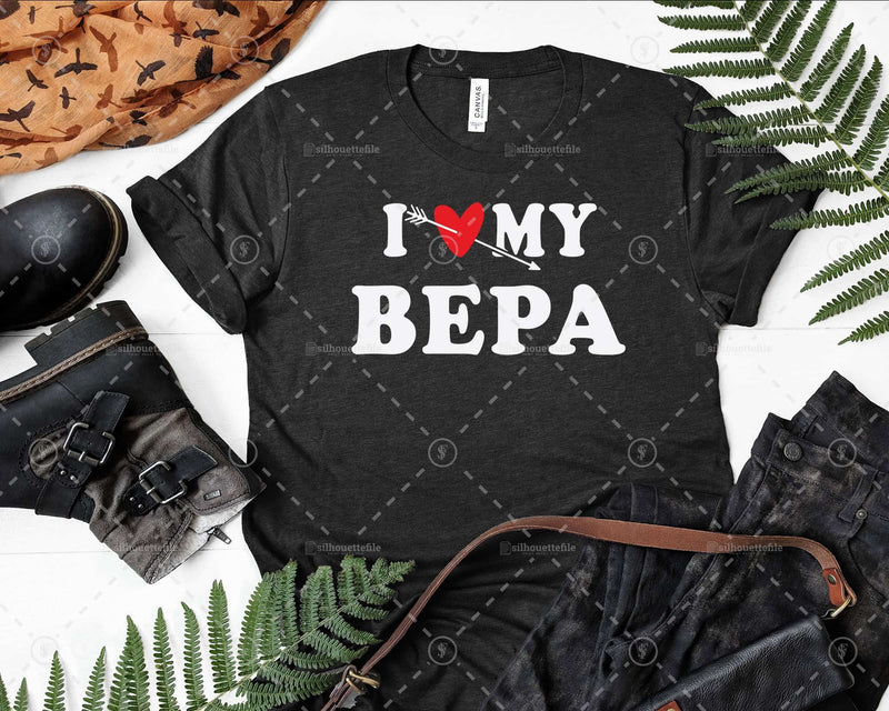 I Love My Bepa with Heart Fathers day Png Svg Files For