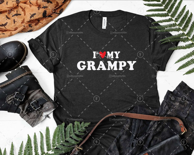 I Love My Grampy with Heart Fathers day Png Svg T-shirt