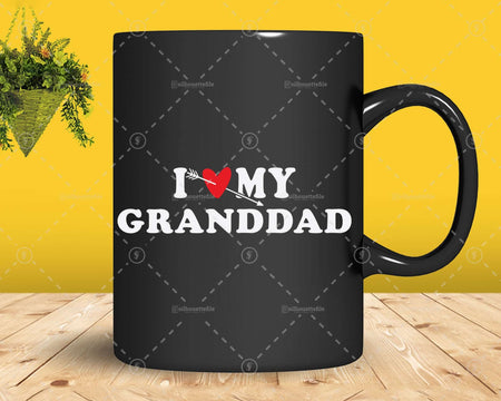 I Love My Granddad with Heart Fathers day Png Svg T-shirt