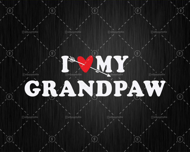 I Love My Grandpaw with Heart Fathers day Png Svg T-shirt