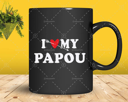 I Love My Papou with Heart Fathers day Png Svg T-shirt