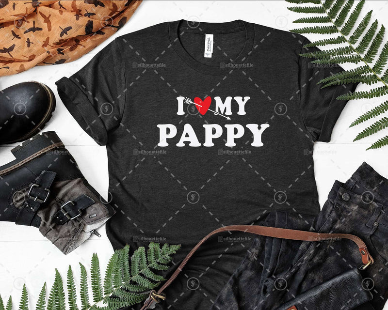 I Love My Pappy with Heart Fathers day Png Svg T-shirt