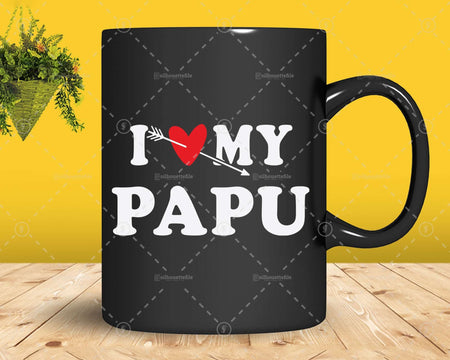 I Love My Papu with Heart Fathers day Png Svg T-shirt Design