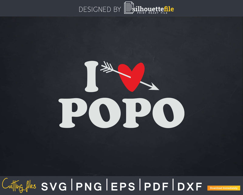 I Love Popo with Heart Fathers day Svg T-shirt Design