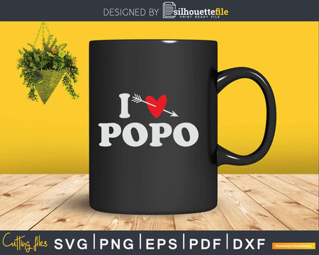 I Love Popo with Heart Fathers day Svg T-shirt Design