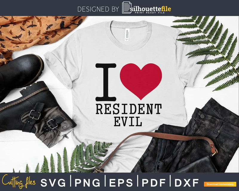 I Love Resident Evil heart svg png cutting cut files