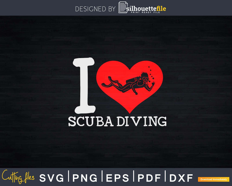 I Love Scuba Diving Bicolor Heart Png Svg T-shirt Design
