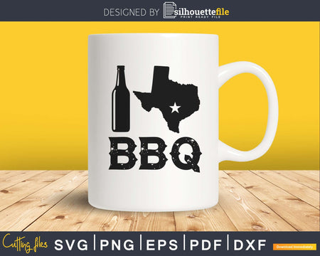 I Love Texas BBQ svg png cut files for silhouette