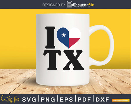 I Love Texas heart flag svg cutting cut files for cricut