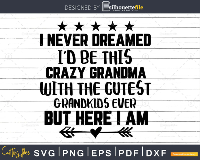 grandma of little monsters svg I never dreamed I'd be this crazy funny grandma svg cut files