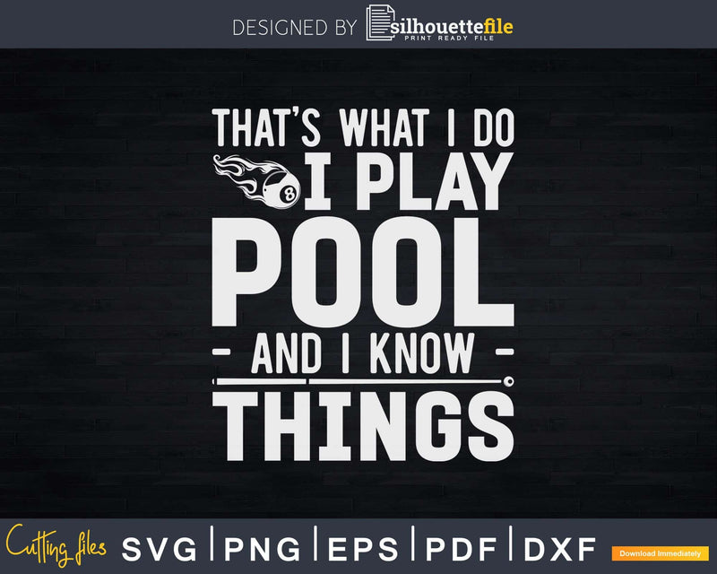 I Play Pool And Know Things Funny Billiard Players Svg