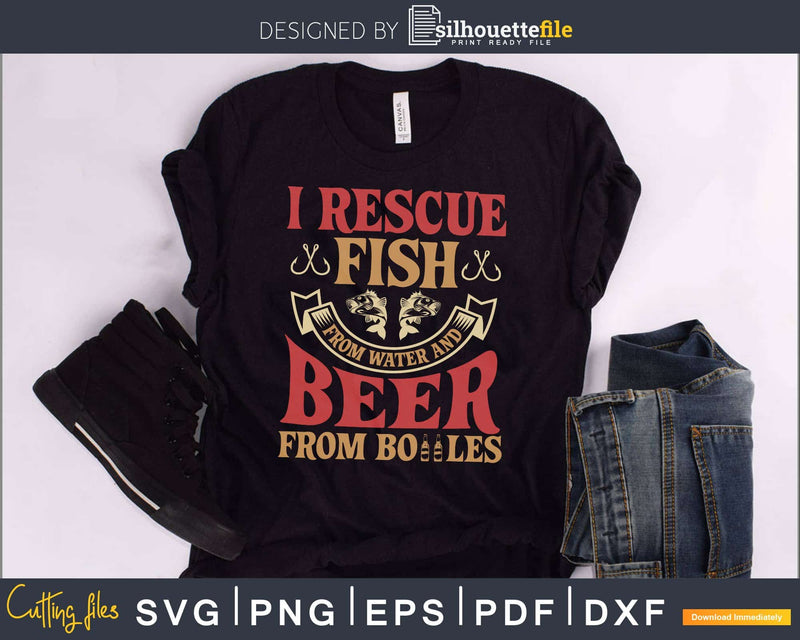 I rescue fish from water and beer bottles svg design