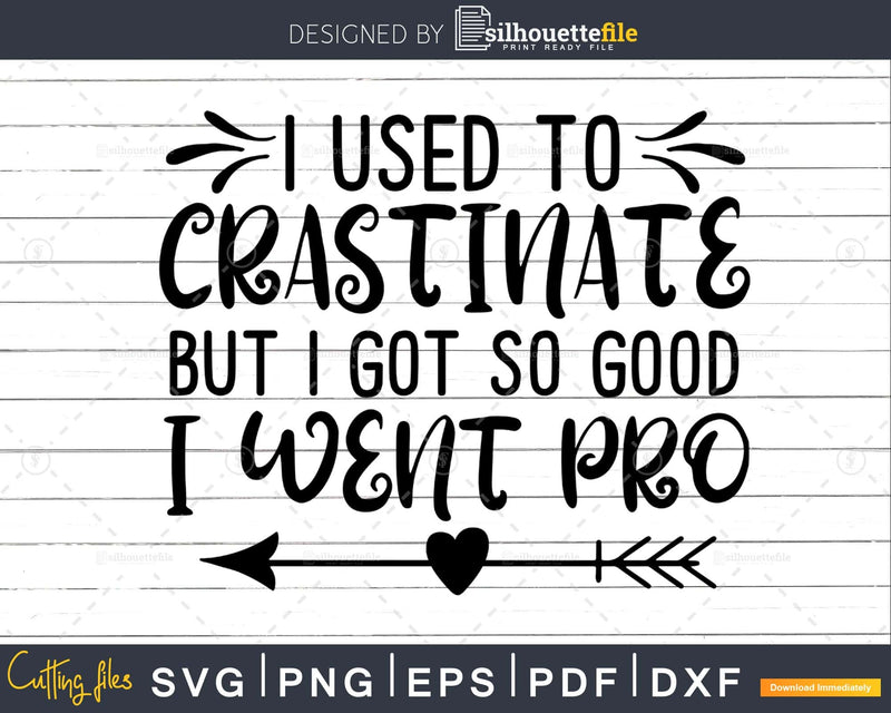 I used to Crastinate but Got so Good went Pro svg Funny