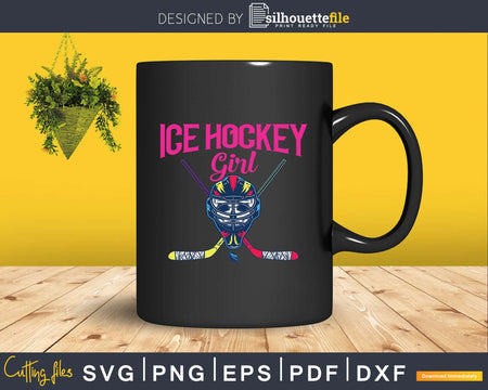 Ice Hockey Girl Gift Player Goalie Mask Sticks Puck Svg Dxf