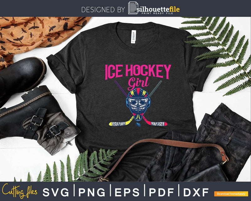 Ice Hockey Girl Gift Player Goalie Mask Sticks Puck Svg Dxf