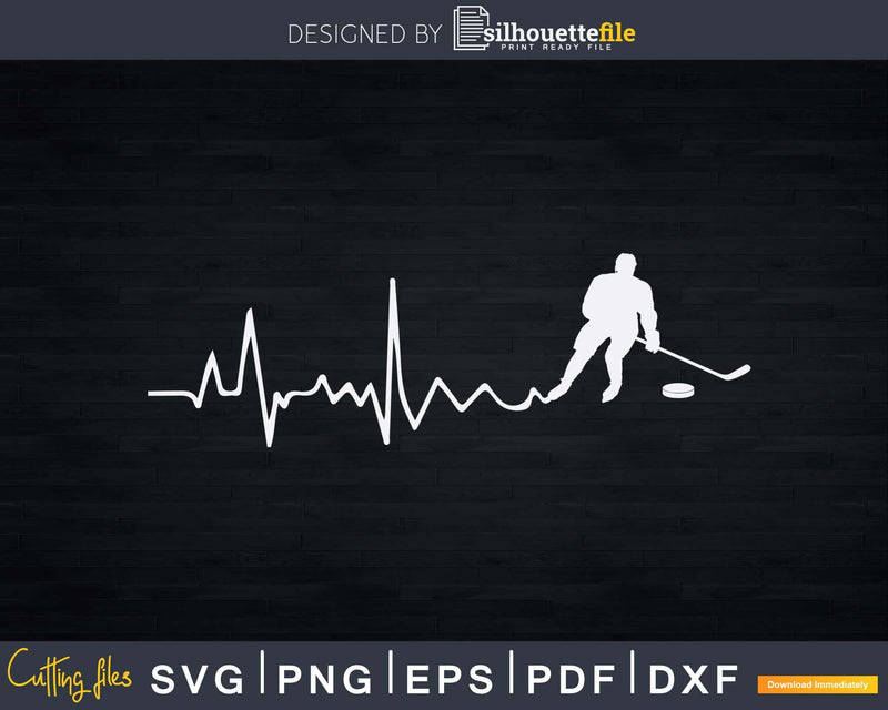 Ice Hockey Player Heartbeat Svg Dxf Png Cricut Files