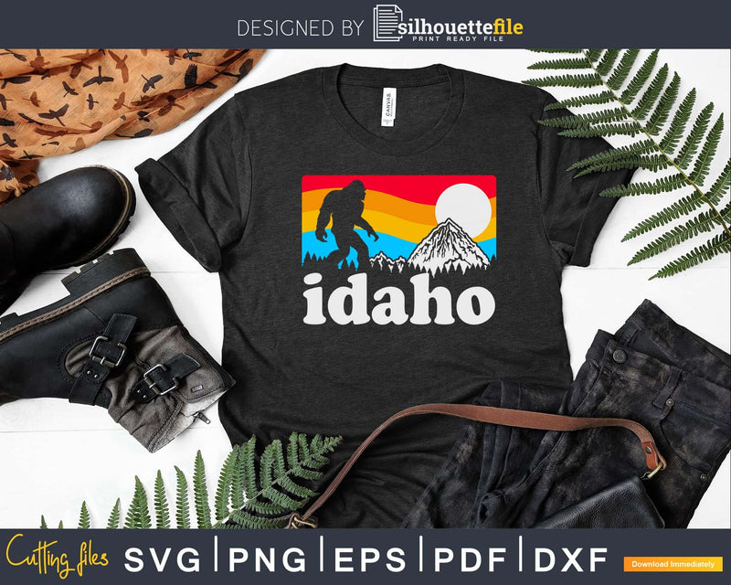 Idaho Bigfoot & Retro Mountains svg designs cut files