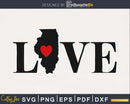 Illinois IL Love Home Heart Native Map silhouette svg