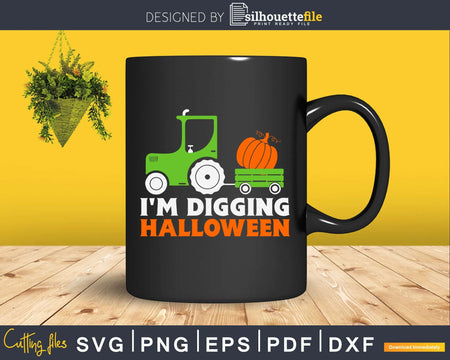 I’m Digging Halloween Pumpkin Face Tractor silhouette svg