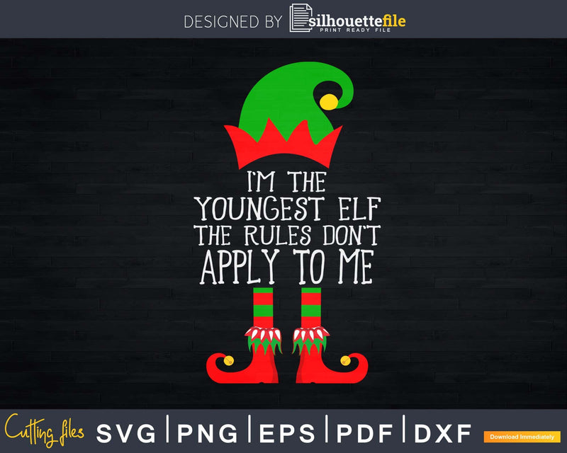 I’m the youngest elf svg png dxf cricut craft cut files